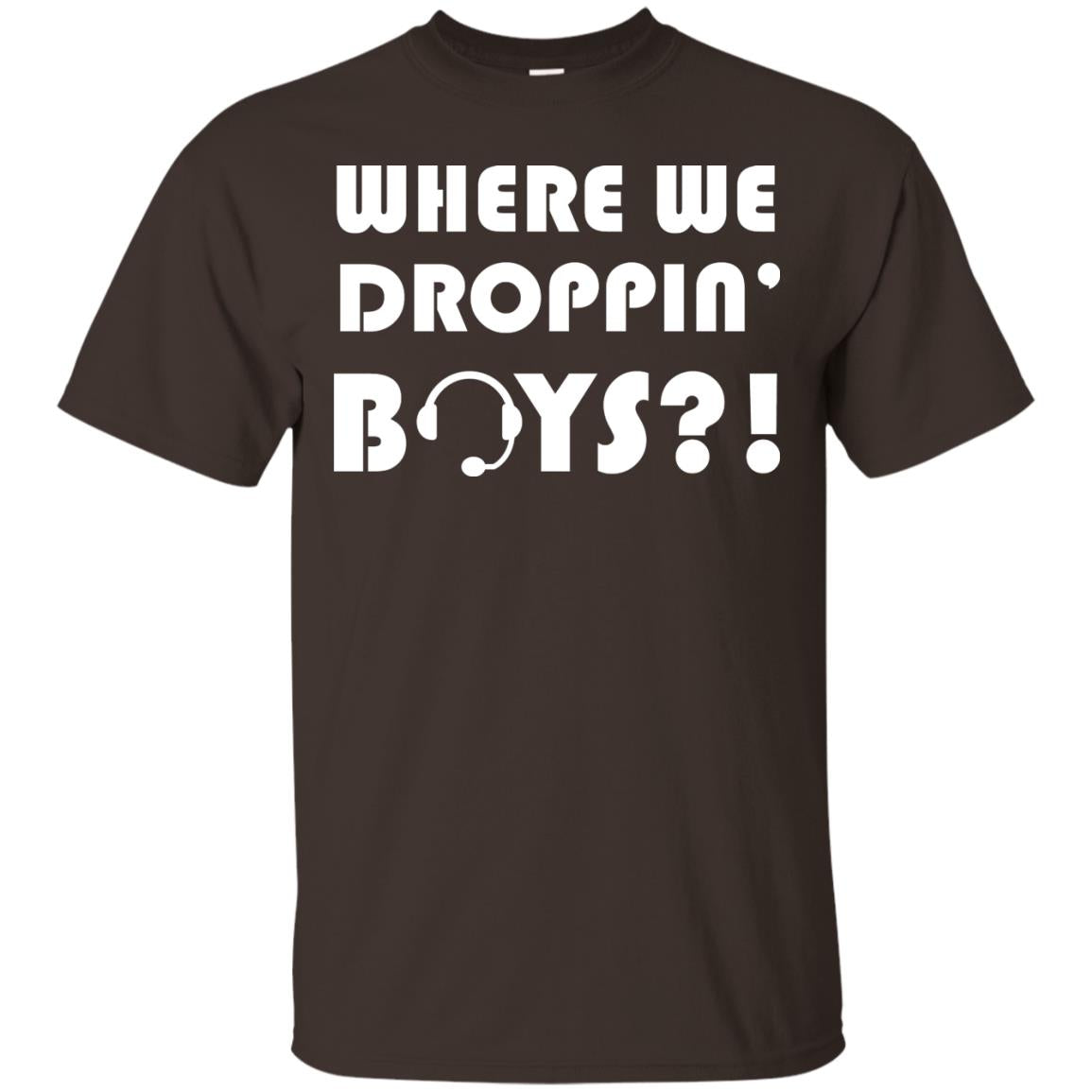 Where We Dropping Boys Gamer Shirt Dark Chocolate