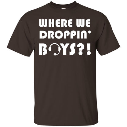 Where We Dropping Boys Gamer Shirt Dark Chocolate