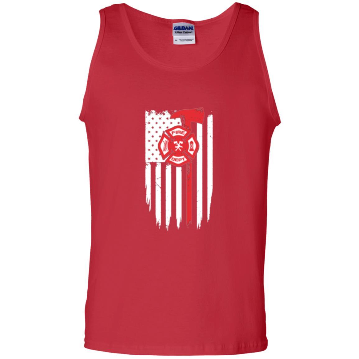 Firefighter T-shirt American Flag Proud Of Us Fireman Red