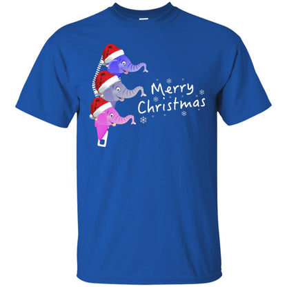 Merry Christmas Elephant With Santa Hat In Pocket Zip X-mas Gift Shirt Royal