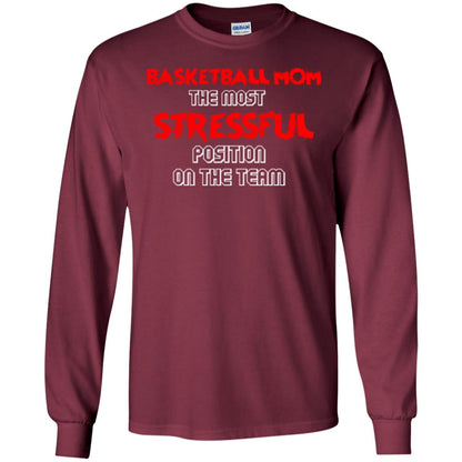 Basketball Mom T-shirt The Most Stressful Position On The Team Maroon