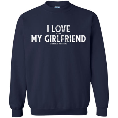 Funny Gamer T-shirt I Love My Girlfriend Lets Me Play Video Games Navy