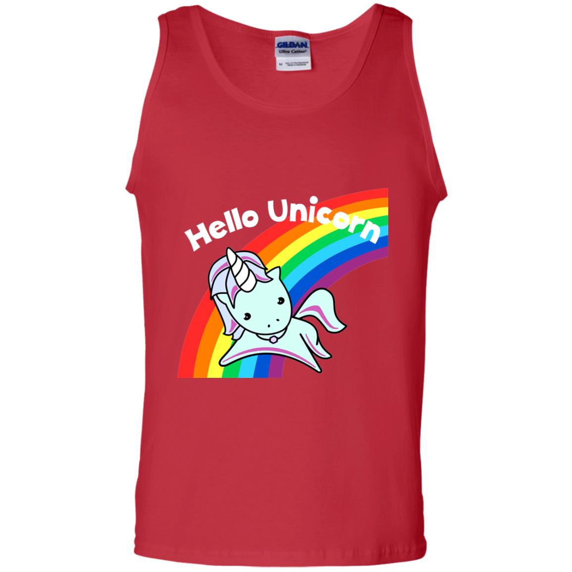 Pink Hello Unicorn Rainbow Unicorn Lover T-shirt Red