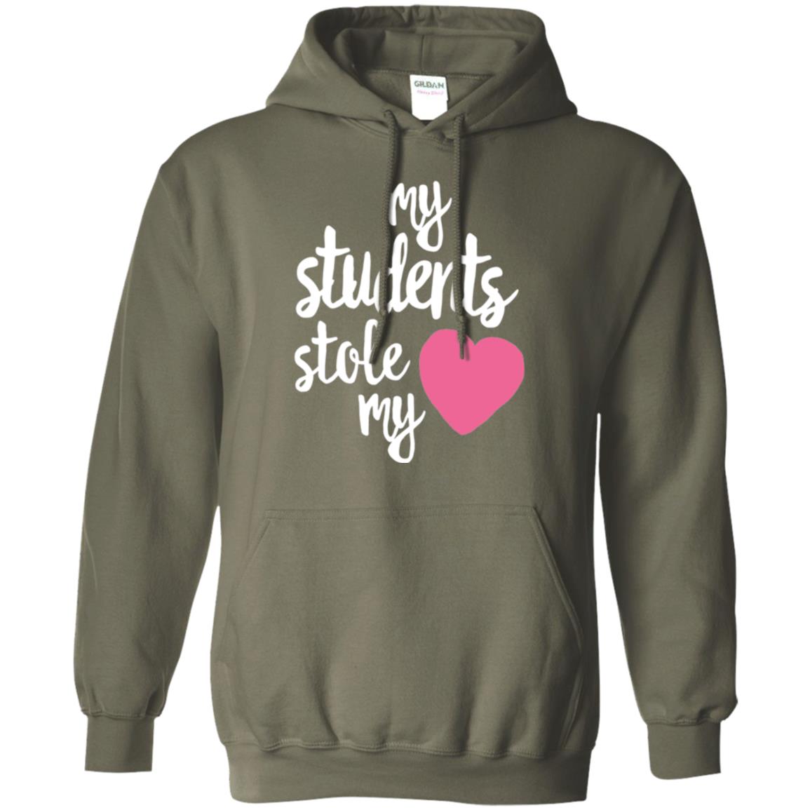 Valentine_s Day T-shirt My Students Stole My Heart Military Green