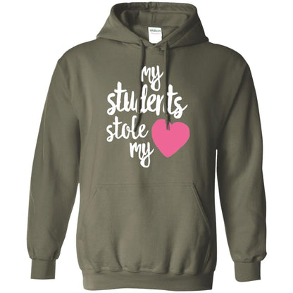 Valentine_s Day T-shirt My Students Stole My Heart Military Green