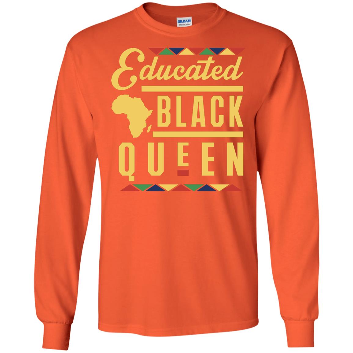 African American T-shirt Educated Black Queen Orange
