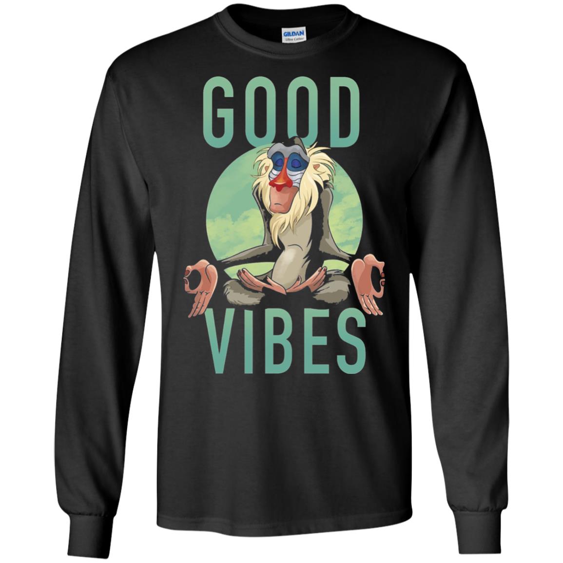 Disney Lion King Rafiki Meditate Good Vibes Graphic T-shirt Black