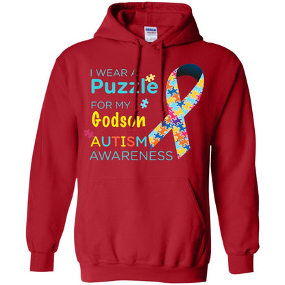 I Wear Puzzle For My Godson Autism Awareness Shirt Red