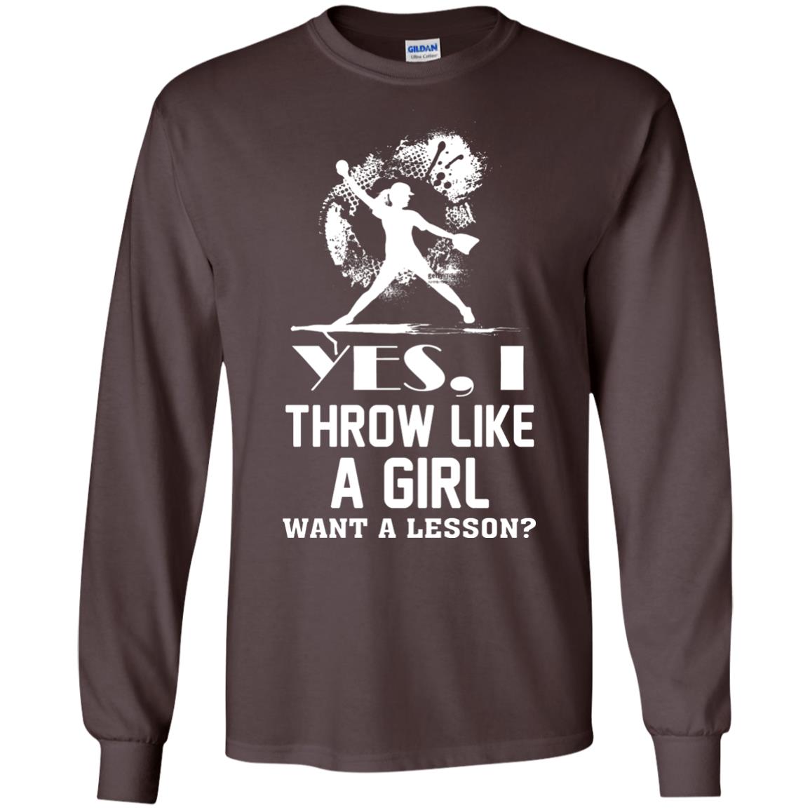 Yes, I Throw Like A Girl Want A Lesson Basebal T-shirt Dark Chocolate