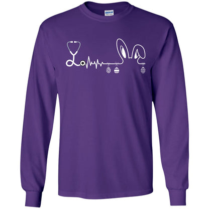 Easter Bunny Nurse Heartbeat T-shirt For Nursing Lover Purple