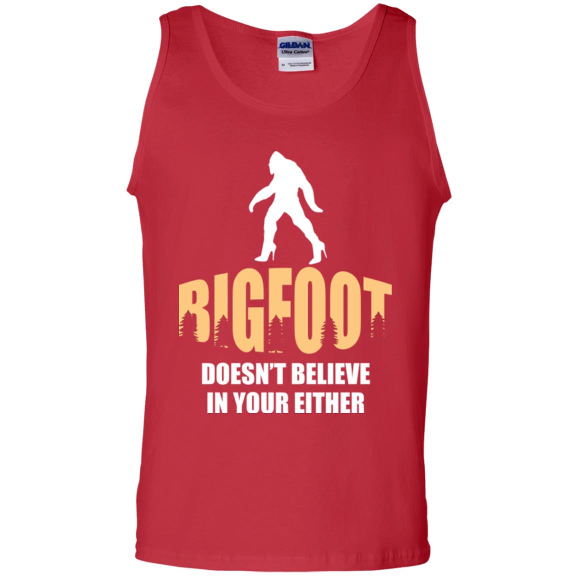 Bigfoot Doesn't Believe In Your Either T-shirt Red