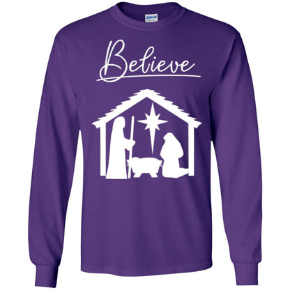 Christian Christmas T-shirt Believe Jesus Celebrate Purple