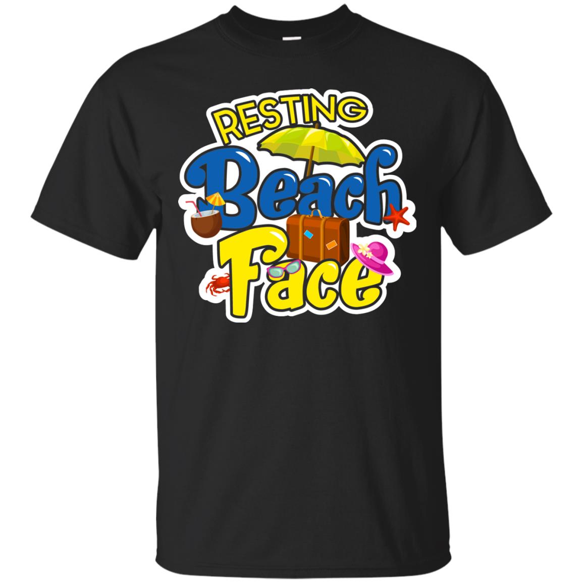 Resting Beach Face Summer Holiday T-shirt Black