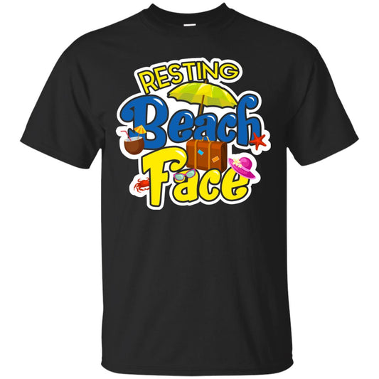 Resting Beach Face Summer Holiday T-shirt Black