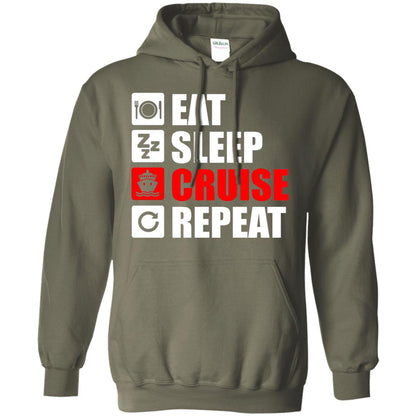 Eat Sleep Cruise Repeat Summer Vacation T-shirt Military Green