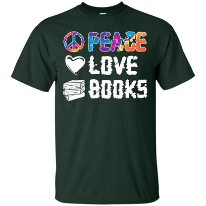 Peace Love Books Bookworm T-shirt Forest
