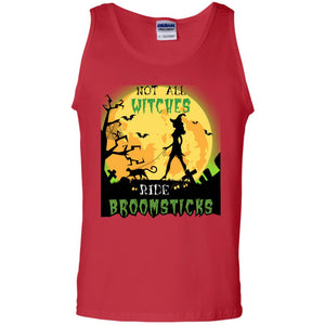 Not All Witches Ride Broomsticks Witches Walk With Cat Funny Halloween ShirtG220 Gildan 100% Cotton Tank Top