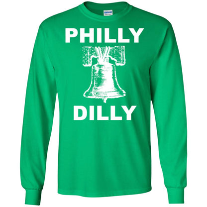 Football T-shirt Philly Dilly With Liberty Bell And Crack Philadelphia Irish Green