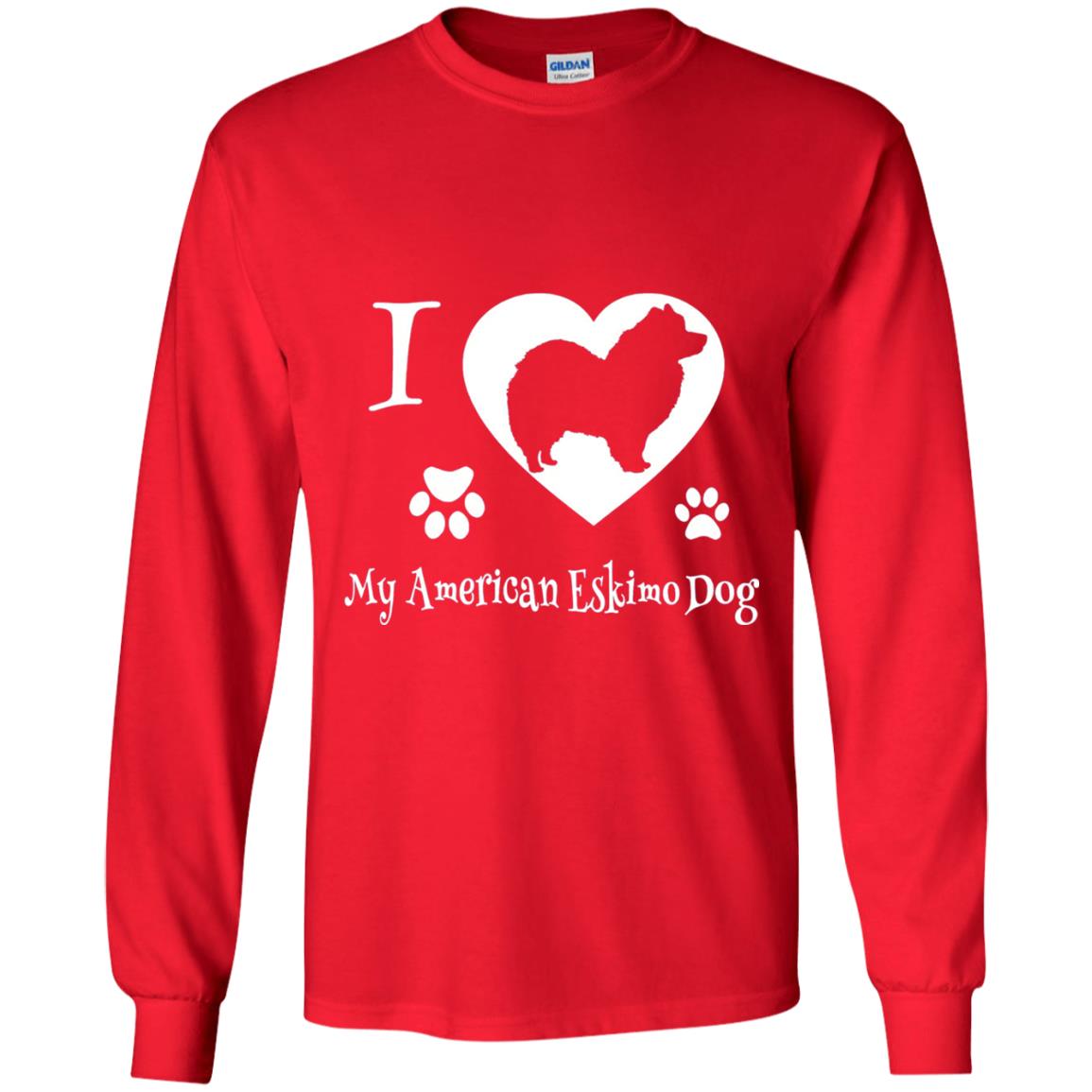 Dog Lover T-shirt I Love My American Eskimo Dog Red