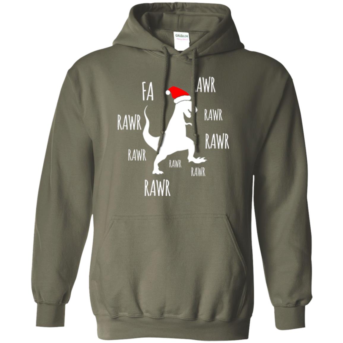 Christmas T-shirt Fa Rawr Rawr Funny T-rex Dinosaur Military Green