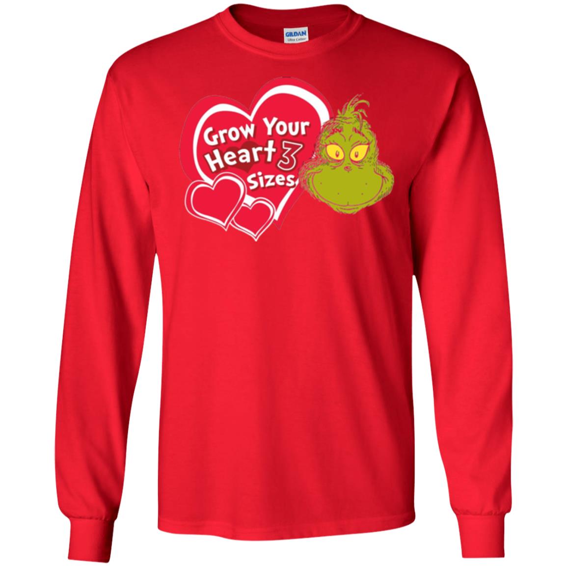 Dr. Seuss Grinch T-shirt Grow Your Heart 3 Sizes Red