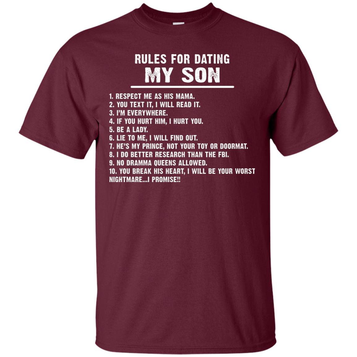 Rules For Dating My Son Daddy Shirt Maroon