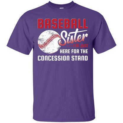 Baseball Sister Shirt Im Just Here For Concession Stand Purple