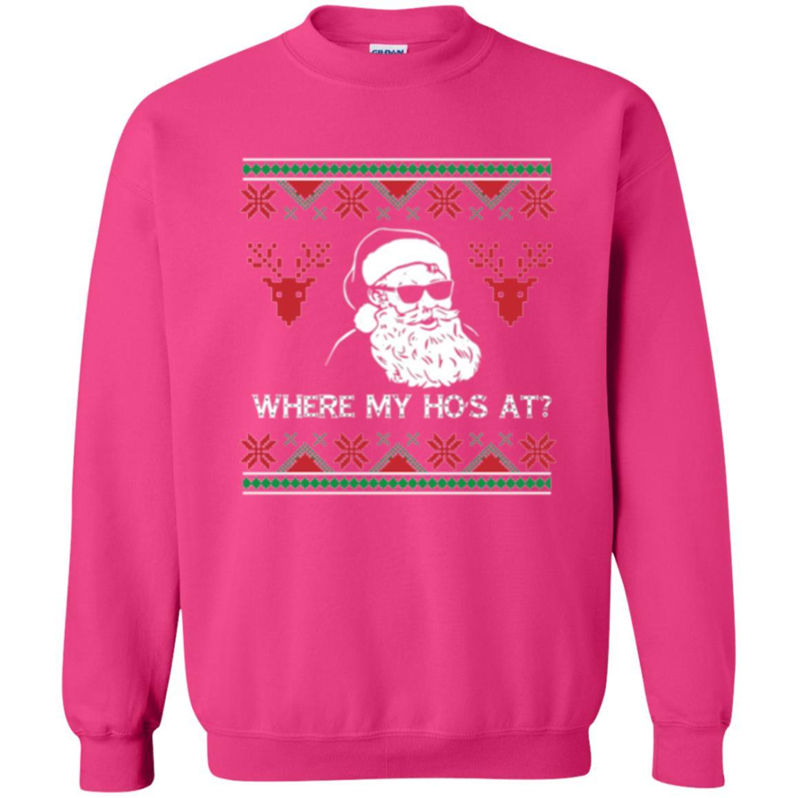 Christmas T-shirt Santa Claus Where My Hos At T-shirt Heliconia