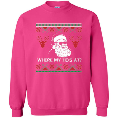 Christmas T-shirt Santa Claus Where My Hos At T-shirt Heliconia