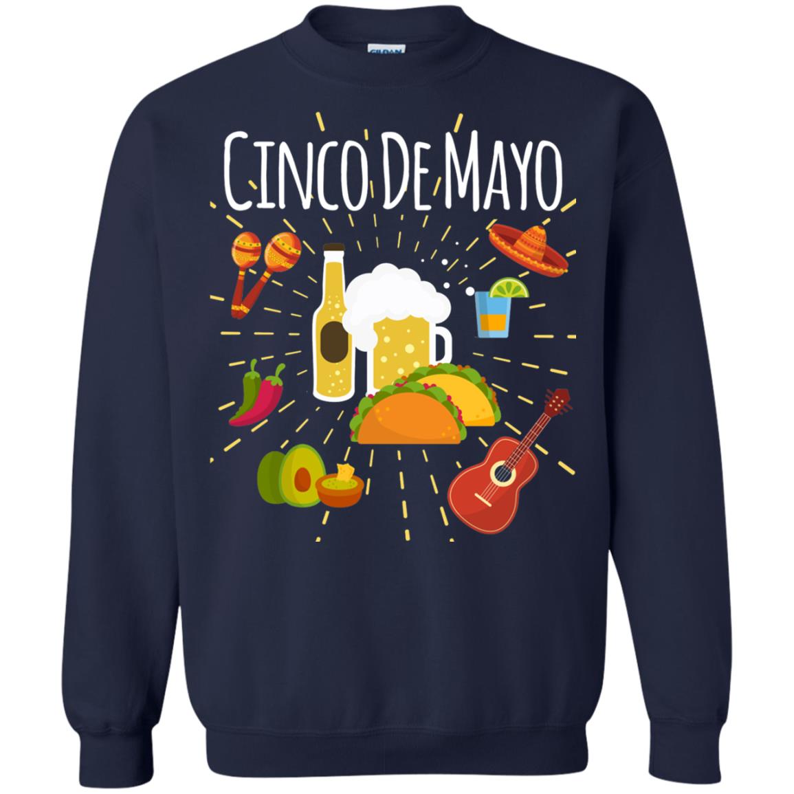 Cinco De Mayo Beer Tacos Guitar Mexico Shirt Navy