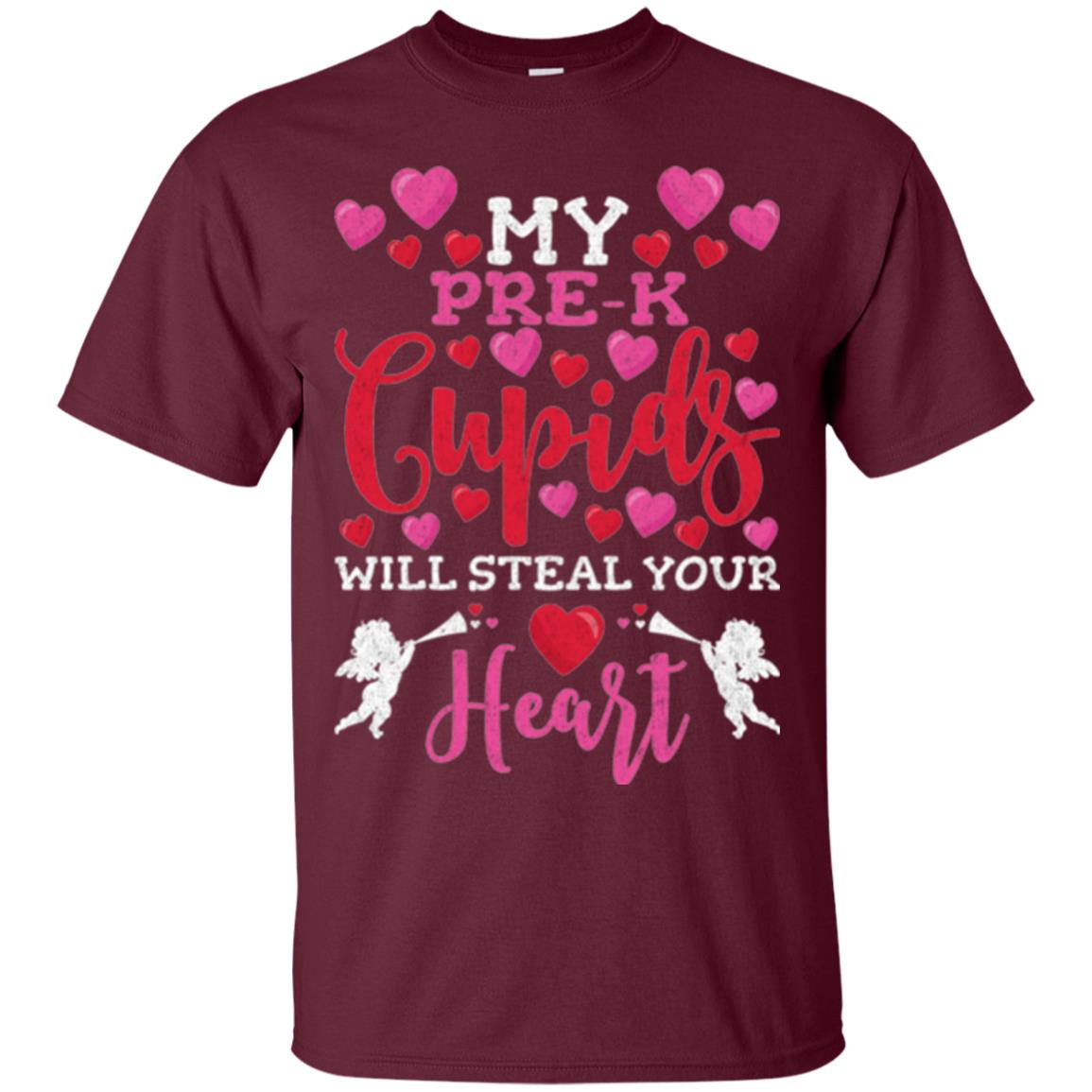 Teacher Valentines Day Shirt My Pre-k Cupids Will Steal Your Heart Maroon