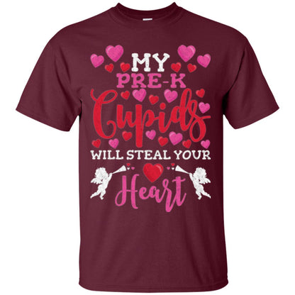 Teacher Valentines Day Shirt My Pre-k Cupids Will Steal Your Heart Maroon
