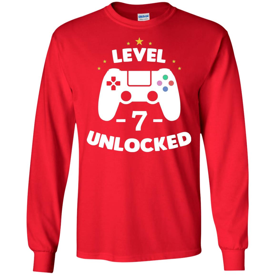 Level 7 Unlocked Gamer T-shirt Red