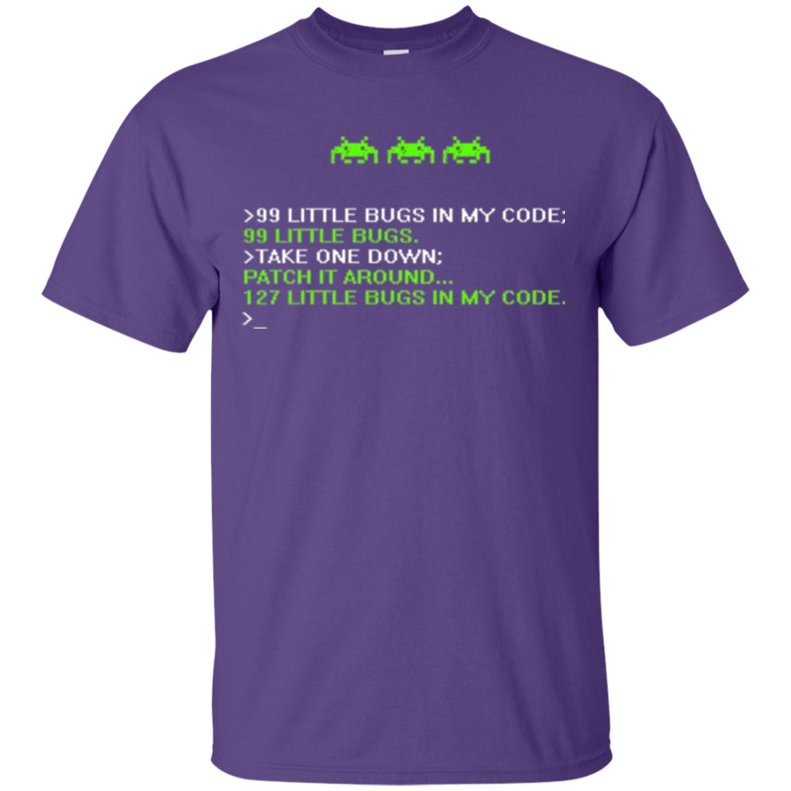 Programmer T-shirt 99 Little Bugs In My Code Purple