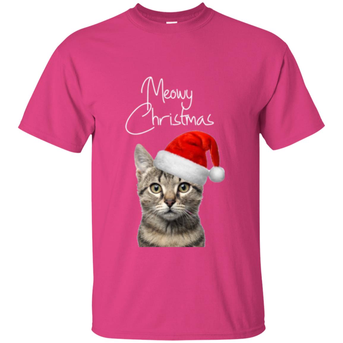Cat Lovers T-shirt Merry Christmas Heliconia