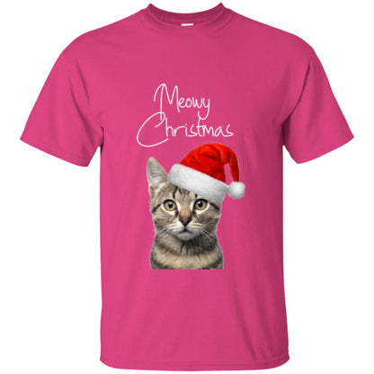 Cat Lovers T-shirt Merry Christmas Heliconia