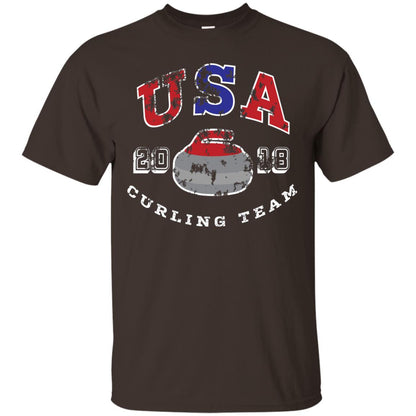 Usa Curling Team 2018 Curling Lover T-shirt Dark Chocolate