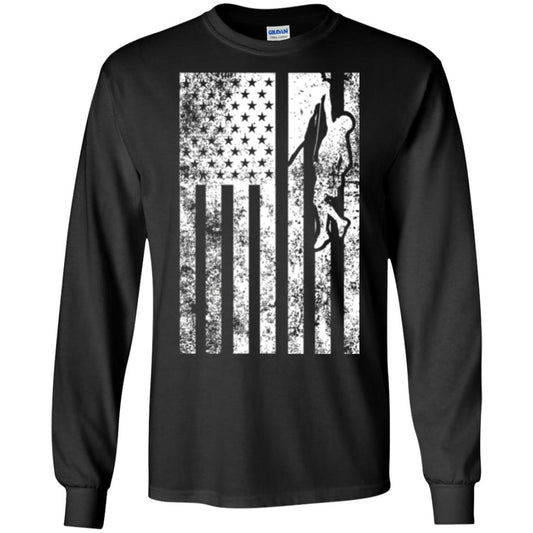 Rock Climbing T Shirt - Rock Climbing Flag Of United States T-shirt Black