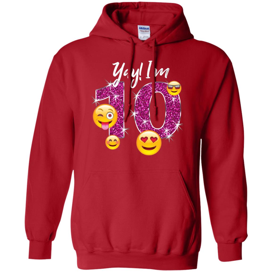 Funny Emoji Birthday 10th Birthday T-shirt Red