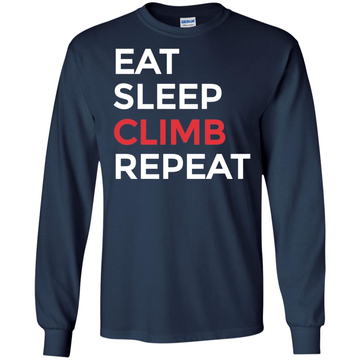 Eat Sleep Climb Repeat Mountain Climber Rock Climbing Shirt Navy