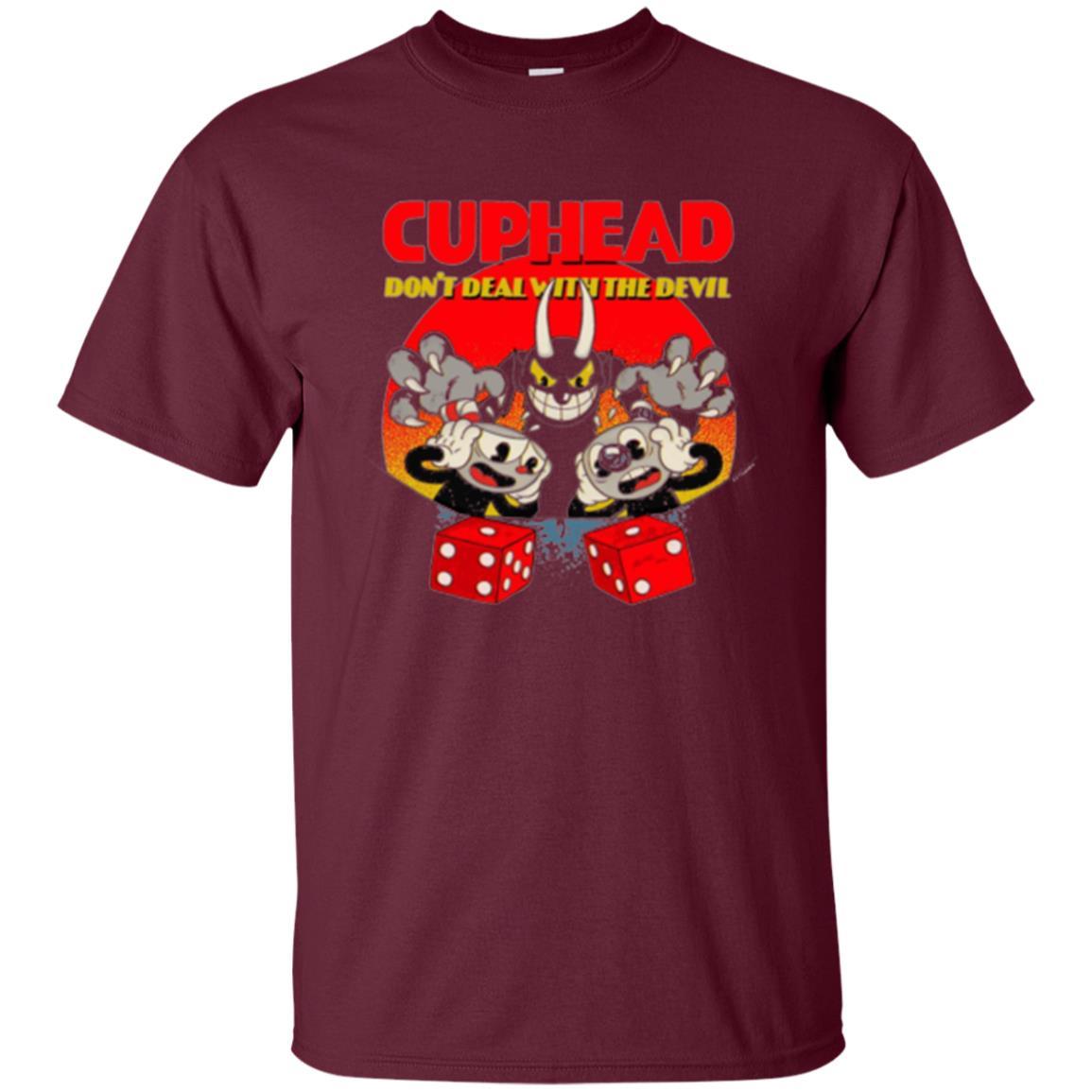 Cuphead And Mugman Devil_s Dice Video Game Graphic T-shirt Maroon