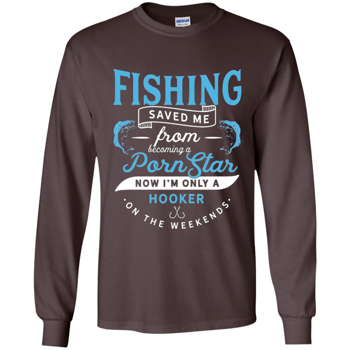 Funny Fishing Tshirts Im Only A Hooker On The Weekends Dark Chocolate