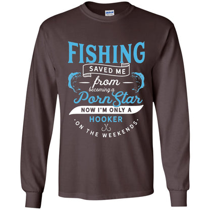 Funny Fishing Tshirts Im Only A Hooker On The Weekends Dark Chocolate