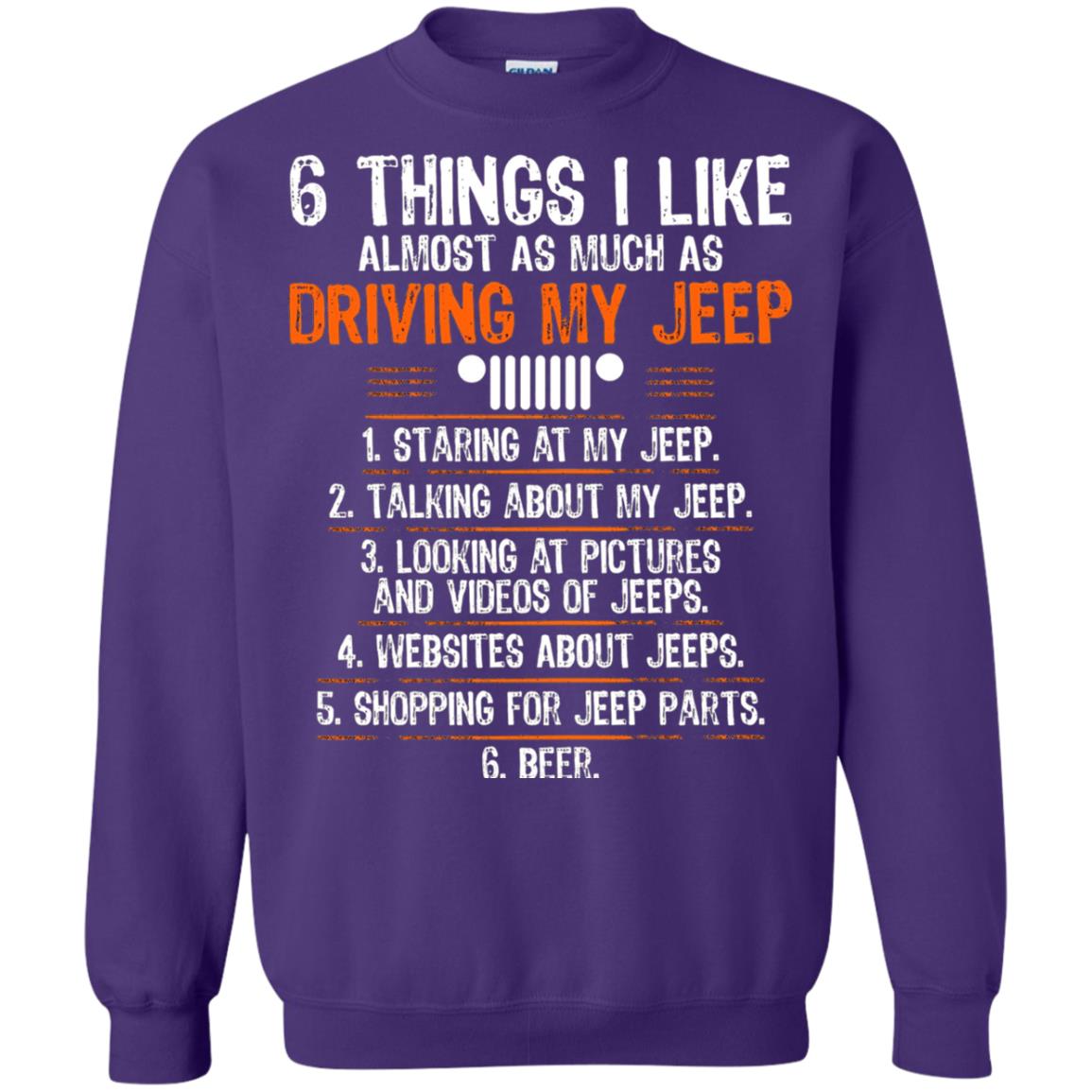 Funny Off Road Driving T-shirt 6 Things I Like Almost As Much As Purple
