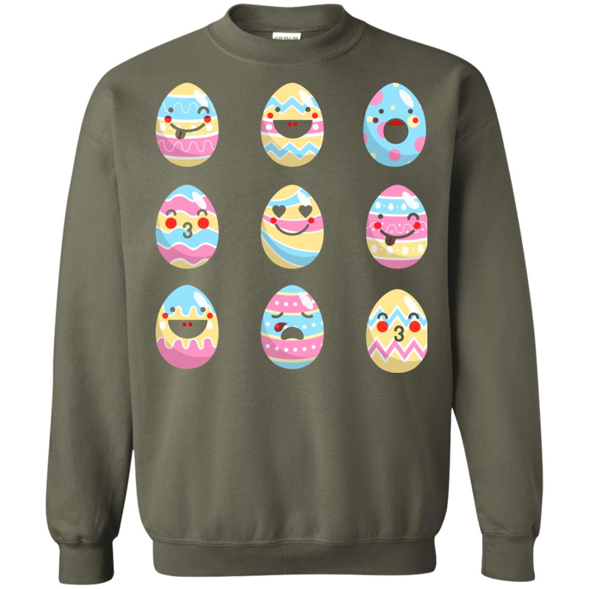 Egg Emoji Easter Happy Egg Hunt For Kids T-shirt Military Green