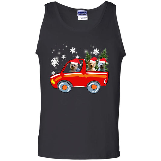 Yorkshire Terrier Dogs On Car Merry Christmas Gift Shirt Black