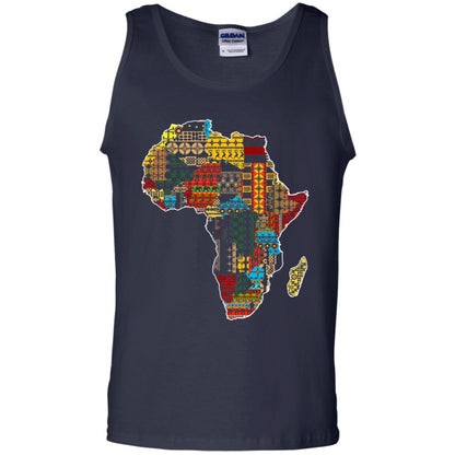 African Pride Traditional Ethnic Pattern Africa Map Shirt Navy