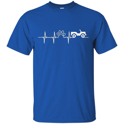 Cat Lovers T-shirt Jeep And Paw Heartbeat Royal