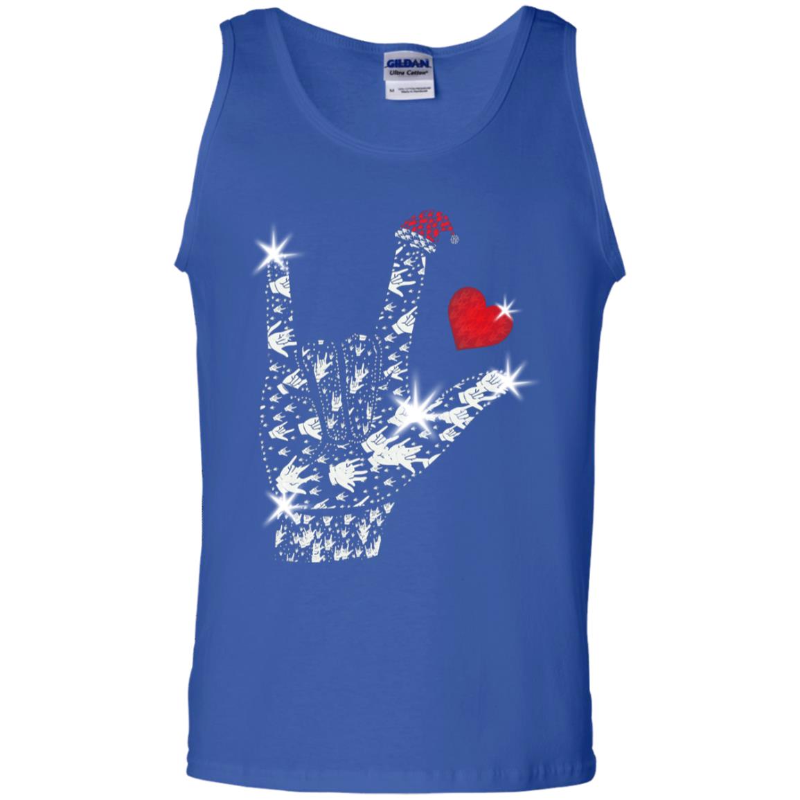 Rocknroll Sign Hand With Santa Claus Hat X-mas Shirt For Rock Music Lovers Royal
