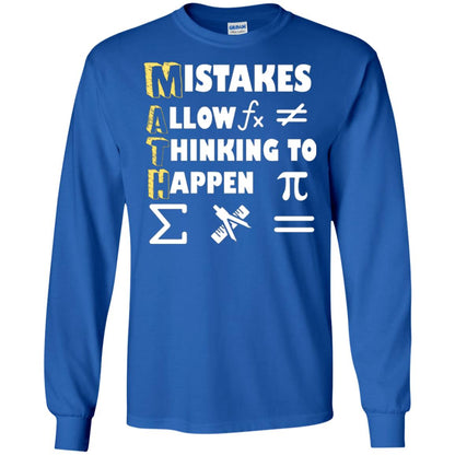 Math Lover T-shirt Mistakes Allow Thinking To Happen Royal